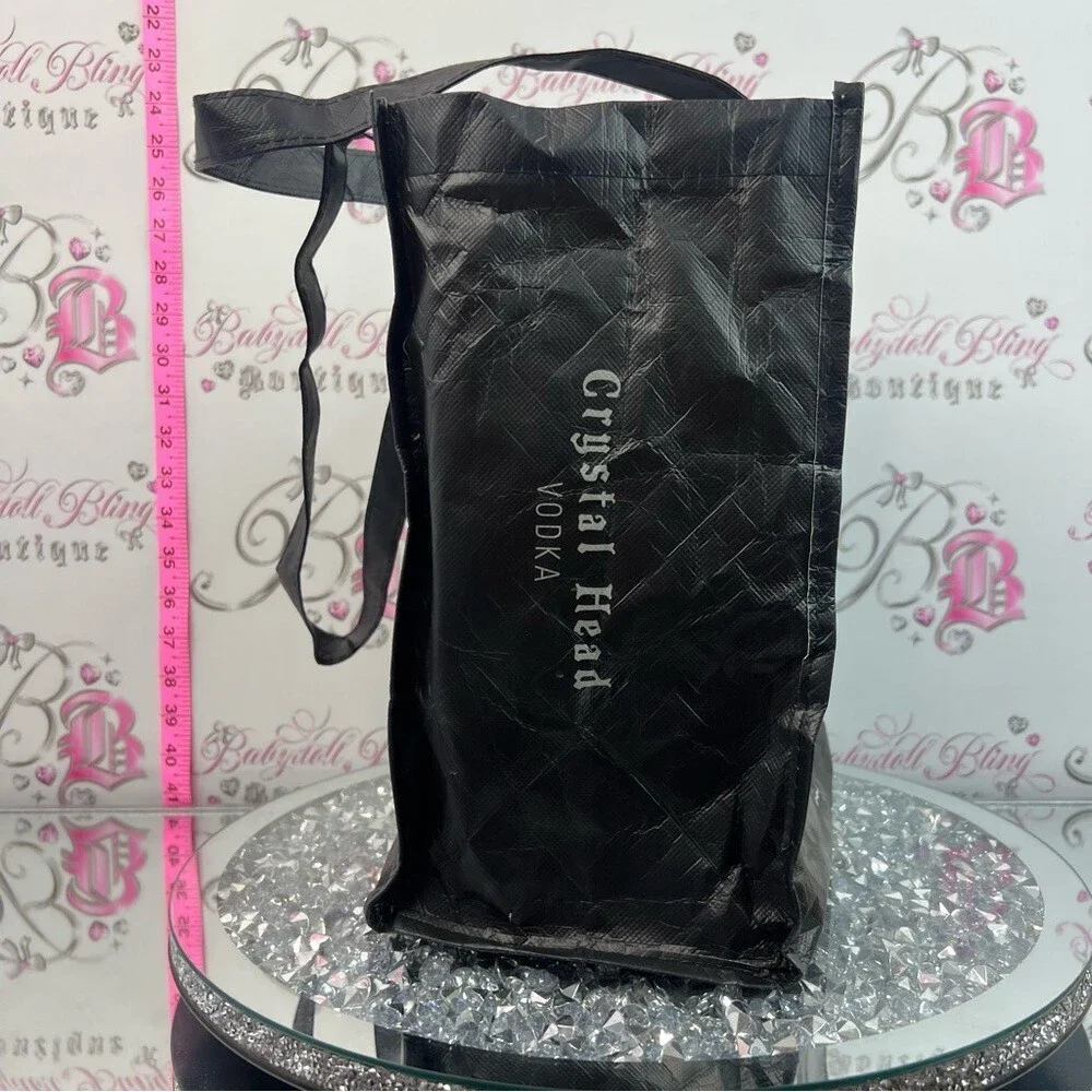 Crystal head Vodka bag tote reusable skull Black Skull Tote
